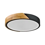 Lampy sufitowe - Czarny plafon sufitowy, z drewnem PLF-13186-BK-WO z serii NASTRO - miniaturka - grafika 1