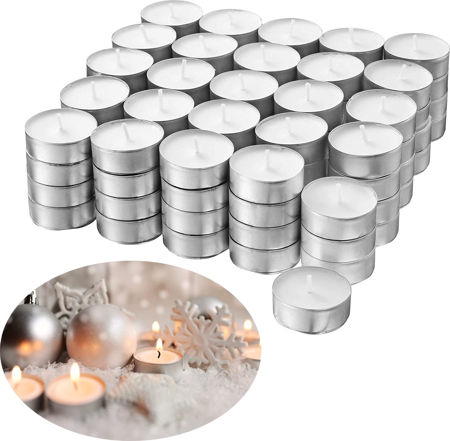 LUMILED podgrzewacze 100 sztuk opakowanie zbiorcze biały 4 godziny palenia wykonany z parafiny do dekoracji czajnika gastronomia na zewnątrz zimowy ogród świeca 39mm podgrzewacz bez zapachu świece bożonarodzeniowe