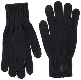 Rękawiczki - Under Armour Męskie rękawice termiczne UA Halftime, super miękkie, prążkowane rękawiczki termiczne, odprowadzające pot rękawice sportowe z technologią ekranu dotykowego, czarne, S/M - grafika 1
