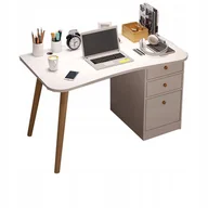 Biurka - NOWOCZESNE STYLOWE BIURKO DO DOMU BIURA Z SZUFLADAMI PÓŁKAMI BIAŁE SOLIDNE - miniaturka - grafika 1