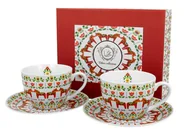 Filiżanki - Filiżanki do  kawy i herbaty porcelanowe ze spodkami DUO WZÓR SKANDYNAWSKI 270 ml 2 szt - miniaturka - grafika 1