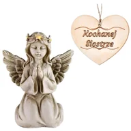 Lampiony i znicze - ZNICZ ANIOŁ STRÓŻ klęczący świecąca korona do ogrodu lub na grób SIOSTRY 18 CM - miniaturka - grafika 1