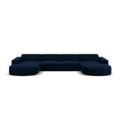 Narożniki - Niebieska aksamitna sofa narożna (w kształcie litery U) Jodie - Micadoni Home - miniaturka - grafika 1