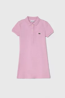 Sukienki i spódniczki dla dziewczynek - Lacoste sukienka bawełniana dziecięca kolor różowy mini prosta - grafika 1