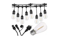 Lampy ogrodowe - Girlanda ogrodowa łańcuch 15 m czarna + 15 żarówek LED E27 1W - miniaturka - grafika 1