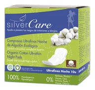 Podpaski - Masmi Ultracienkie Bawełniane Podpaski na Noc ze Skrzydełkami, Silver Care, 10 szt. - miniaturka - grafika 1
