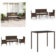 Meble ogrodowe - vidaXL 4-częściowy zestaw wypoczynkowy do ogrodu z poduszkami z brązowego polirattanu - Zestaw wypoczynkowy do ogrodu - Zestawy wypoczynkowe do ogrodu - Zestaw wypoczynkowy na zewnątrz - Zestaw wypoczynkowy na taras - miniaturka - grafika 1