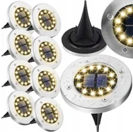 Lampy ogrodowe - LAMPA SOLARNA OGRODOWA 8 DYSKÓW LAMPKI LED GRUNTOWE DYSK CZUJNIK ZMIERZCHU - miniaturka - grafika 1