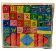 Zabawki interaktywne dla dzieci - Klocki Drewniane Alfabet Układanka Edukacyjna Geometryczna 42 Elementy - miniaturka - grafika 1