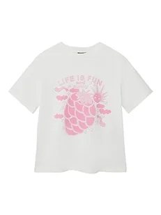Bestseller A/S Dziewczęca NLFHASBERRY SS Short L TOP T-Shirt, White Alyssum/Print:PINK Cosmos, 170/176, White Alyssum/nadruk: pink Cosmos, 170/176 cm - Koszulki i topy damskie - miniaturka - grafika 1