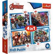 Puzzle - Puzzle TREFL Marvel Odważni Avengersi 4w1 34386 (207 elementów) - miniaturka - grafika 1