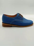 Półbuty damskie - Niebieskie sznurowane oksfordy elastyczna podeszwa polska marka PULSO r. 38 - miniaturka - grafika 1