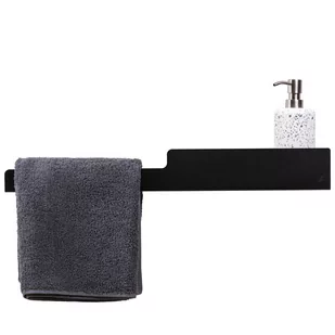 Półka Łazienkowa Ścienna Z Uchwytem Na Ręczniki Czarna Naomi - Półki łazienkowe - miniaturka - grafika 1