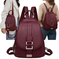 Torebki damskie - Plecak Damski Plecaczek Miejski Do Szkoły Pracy Eko Skóra Vintage Torba 2W1 Bordowy - miniaturka - grafika 1
