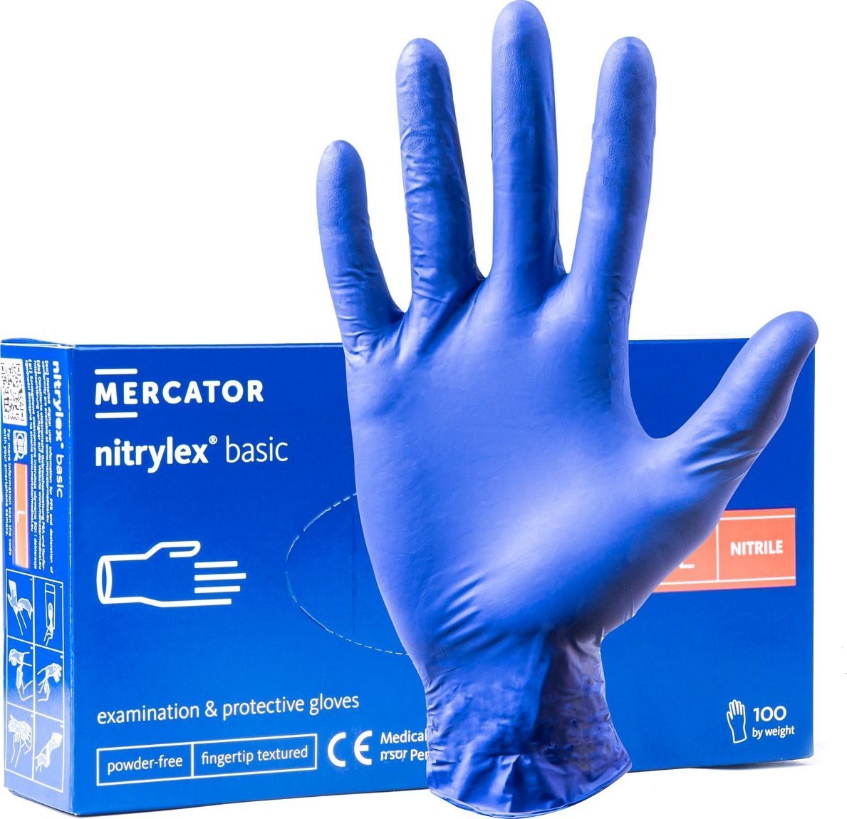 Mercator Rękawice nitrylowe niebieskie nitrylex basic rozmiar l 100 szt.