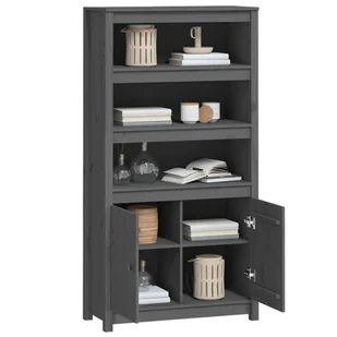 Lumarko Szafka, szara, 80x35x154 cm, lite drewno sosnowe - Szafki do salonu - miniaturka - grafika 5