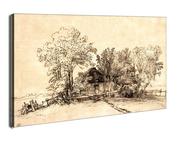 Obrazy i zdjęcia na płótnie - Cottage among Trees, Rembrandt - obraz na płótnie Wymiar do wyboru: 91,5x61 cm - miniaturka - grafika 1