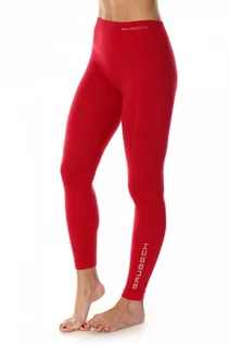 Spodnie sportowe damskie - Getry termoaktywne damskie Brubeck Extreme Wool LE11130 malinowy - grafika 1
