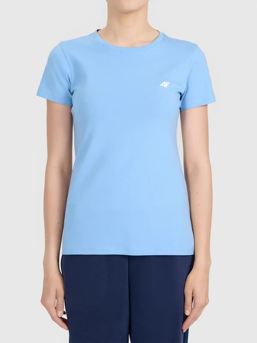 T-shirt slim z kolekcji basic damski 4F 4FWMM00TTSHF3306-32S Niebieski XL