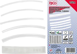Bgs Technic Rękawy termokurczliwe przeźroczyste, 150 szt. B.9405 - Narzędzia warsztatowe - miniaturka - grafika 1