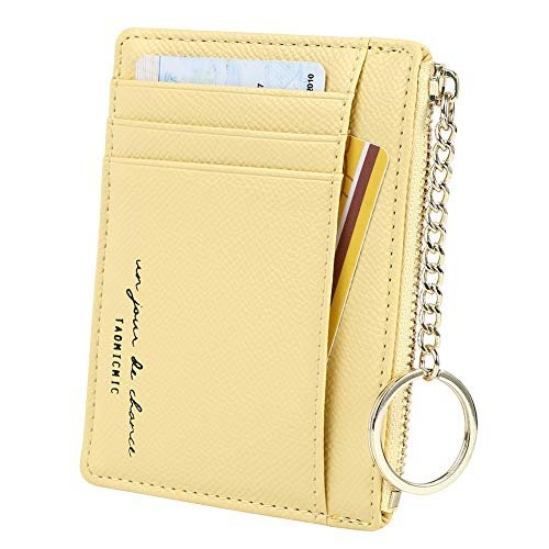 Portfel damski z prawdziwej skóry na monety Mini etui z brelokiem, żółty