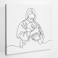 Ikony i obrazy sakralne - Jezus Dobry Pasterz Line Art - obraz polycanvas, 60x60 - miniaturka - grafika 1