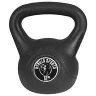 Kettlebell - 12 kg Kettlebell winylowy winyl Gorilla Sports, czarny kettle hantel plastikowy - miniaturka - grafika 1