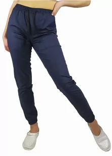 Spodnie joggery medyczne FLEX granatowe elastyczne - premium S - Odzież medyczna - miniaturka - grafika 1