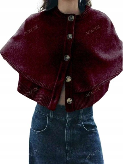 Damski Klasyczny Sweter Narzutka na Guziki S Ł_a