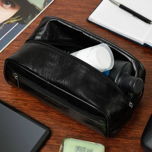 Beltimore kosmetyczka męska Skórzana saszetka czarna czarny - Kosmetyczki, organizery i kuferki - miniaturka - grafika 5