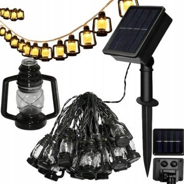 Lampki Solarne Ogrodowe Led Girlanda Lampiony Na Balkon Taras Dekoracyjne