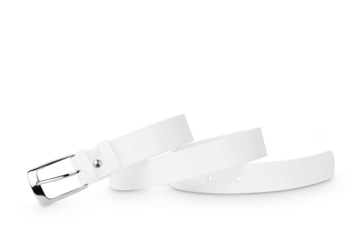 Pasek damski klasyczny biały lakier 3 cm