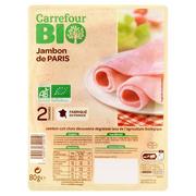 Kiełbasa i wędliny - Carrefour Bio Jambon de Paris Ekologiczna szynka wieprzowa 80 g - miniaturka - grafika 1