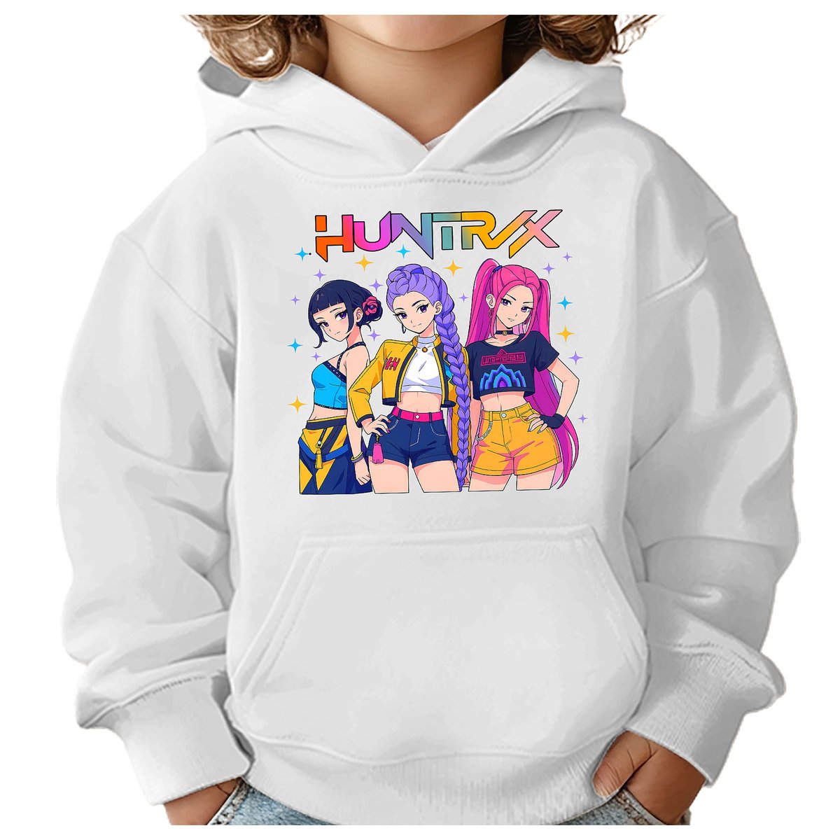 BLUZA DZIECIĘCA KPOP DEMON HUNTERS HUNTRIX 122-128 Z KAPTUREM BAWEŁNIANA