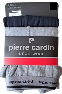 PIERRE CARDIN Bokserki majtki bawełniane 2pack granatowe szare L - Majtki męskie - miniaturka - grafika 1