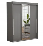Szafy - Szafa Przesuwna Na Wymiar ALLAM+ 240x202 Alu Antracyt Lustro - miniaturka - grafika 1