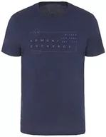 Koszulki męskie - Armani Exchange Męski t-shirt z logo Regular Fit Tonal, granatowy blezer, XXL - miniaturka - grafika 1