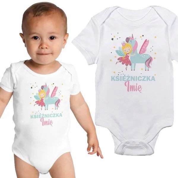 Body Dziecięce Białe UNICORN KSIĘŻNICZKA Imię 74