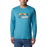 Bluzy sportowe męskie - Koszulka sportowa Tech Trail Long Sleeve Graphic z długim rękawem - niebieska - miniaturka - grafika 1