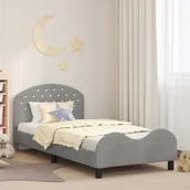 Łóżka dla dzieci i młodzieży - vidaXL Łóżko Dziecięce z Ramą i Zagłówkiem Jasnoszary 90 x 200 cm - miniaturka - grafika 1