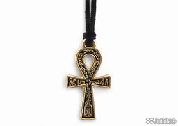 WISIOREK KRZYŻ ANKH POZŁACANY talizmany krzyże kolor złoty kolor czarny ankh symbole egipskie (ar4) - Wisiorki - miniaturka - grafika 1