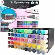 Kredki, ołówki, pastele i pisaki - Markery Akwarelowe Wodne Dwustronne 50 szt. - miniaturka - grafika 1