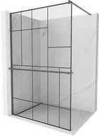 Ścianki i drzwi prysznicowe - Mexen Kioto+ ścianka prysznicowa z półką Walk-in 140 x 200 cm, czarny wzór, gun metal - 800-140-121-95-78 - miniaturka - grafika 1