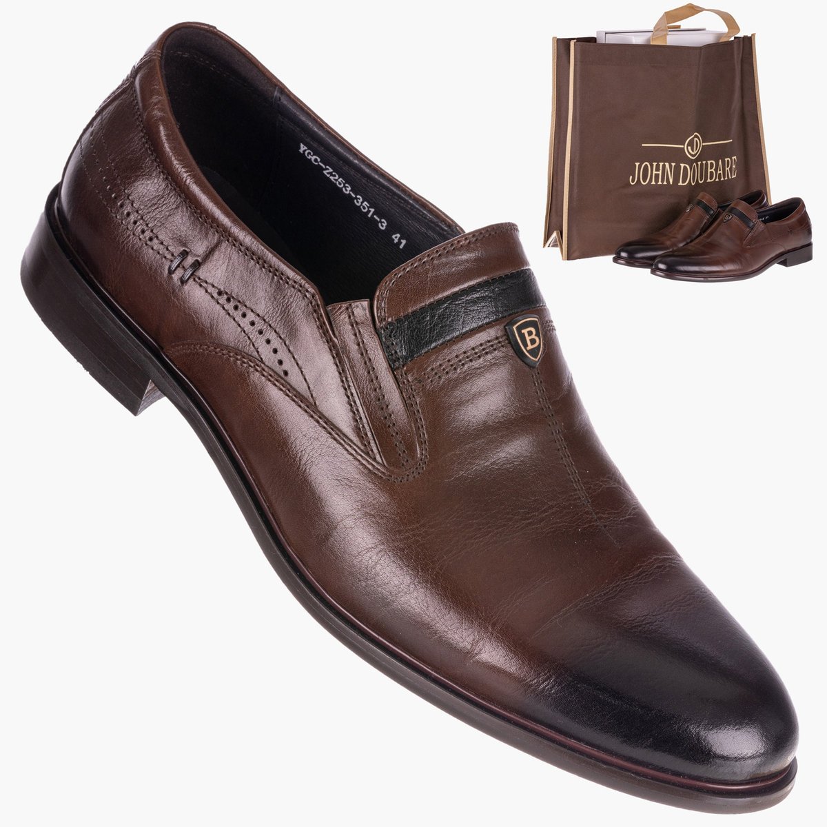 Półbuty Męskie JOHN DOUBARE Brązowe Skóra Naturalna YGC-Z253-351-3 39