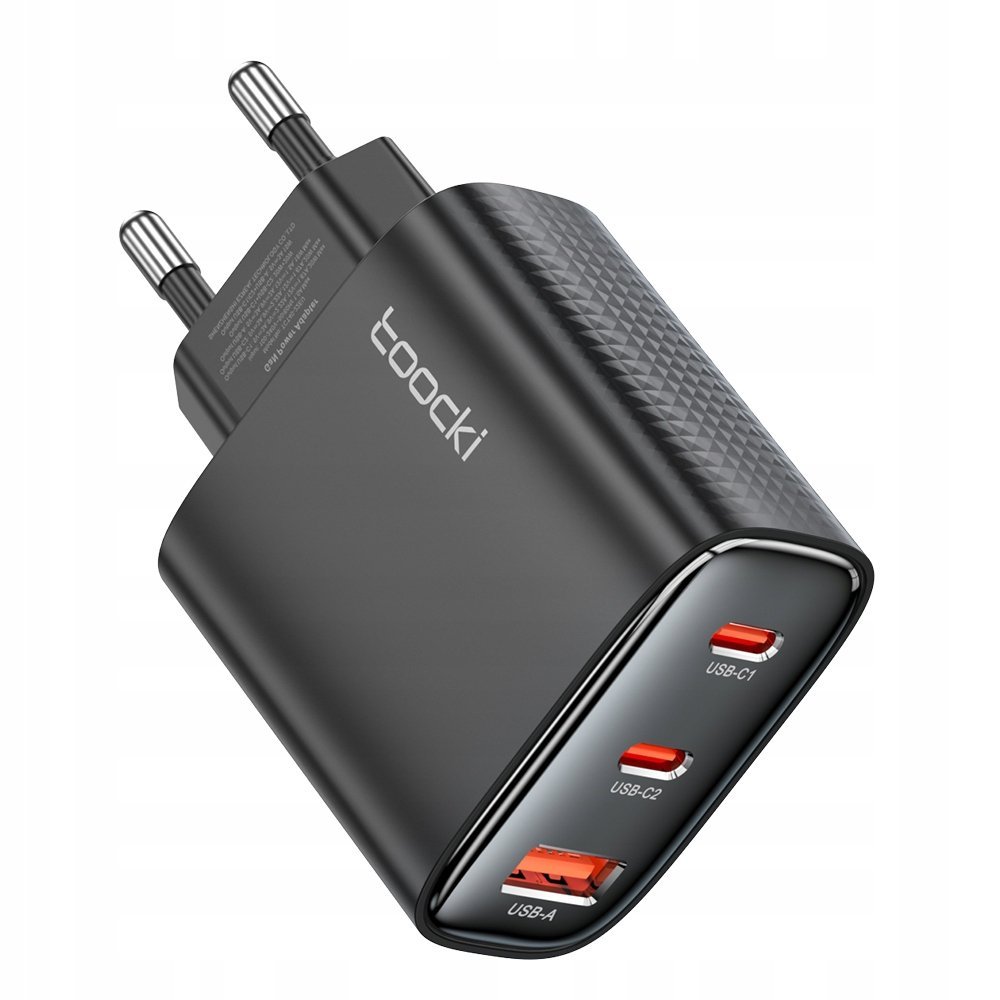 Ładowarka Toocki 40W GaN 1x USB A i 2x USB C Pd 3.0 Charger Type C QC 4.0