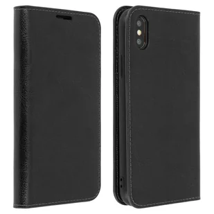 Etui Folio z prawdziwej skóry iPhone XS Max z uchwytem na kartę Podstawka wideo w kolorze czarnym - Etui i futerały do telefonów - miniaturka - grafika 1