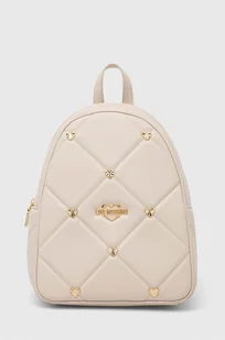 Love Moschino plecak damski kolor beżowy mały z aplikacją - Plecaki - miniaturka - grafika 1