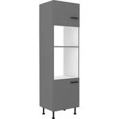 Szafki kuchenne - Szafka Dolna Wysoka Słupek Pod Zabudowę Piekarnika i Mikrofali 60 DPM-210 2F Nessa Stolarz Lempert Antracyt - miniaturka - grafika 1