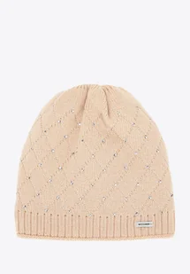 Czapka damska z ozdobnymi cyrkonami beżowa - Czapki damskie Czapka damska z ozdobnymi cyrkonami beżowa - Czapki damskie - miniaturka - grafika 1