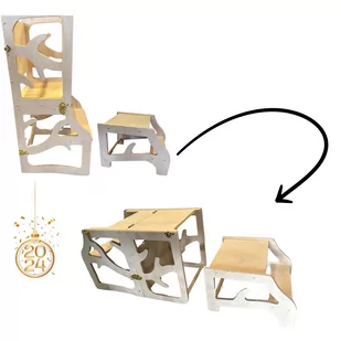 KITCHEN HELPER 5w1 dla dzieci do jedzenia zabawy POMOCNIK KUCHENNY solidny PREMIUM TREE SOSNA - Krzesełka do karmienia - miniaturka - grafika 1